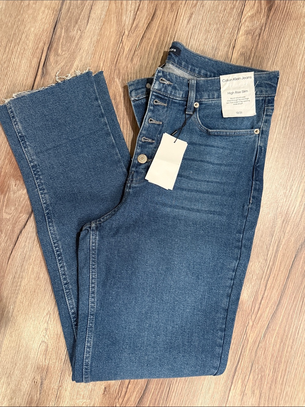 Calvin Klein High-Rise Slim Jeans in Denim Blue